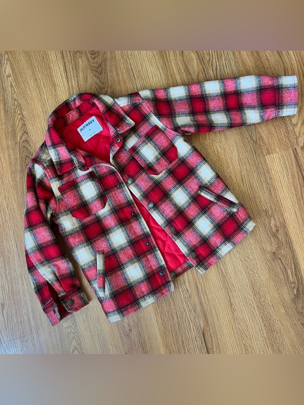 Old Navy Kids 5 Red Plaid jacket quilted warm handsome farmer country America